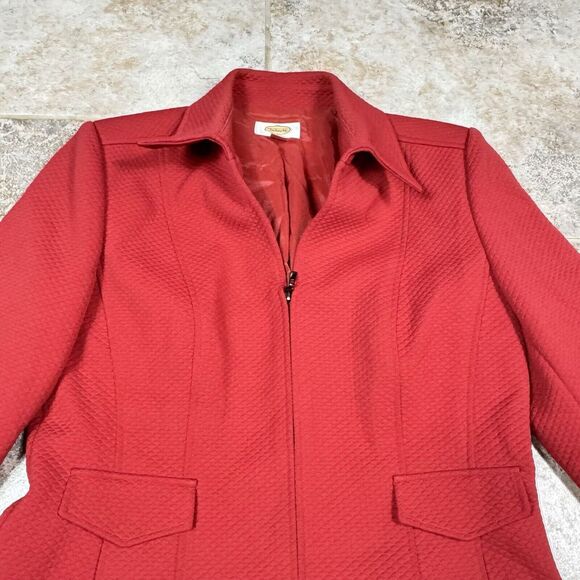 Talbots Quilted Jacket Womens 10 Pique Zipper Long Sleeve Blazer Rust Red - Picture 2 of 11